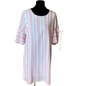 Skies are Blue red & white stripe short sleeve shift dress size Large New